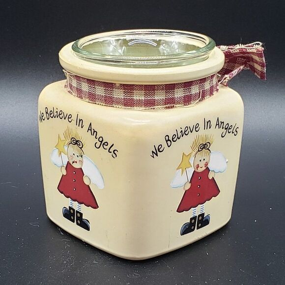 Crazy Mountain Vintage We Believe in Angels Glass Votive Candle Holder - Picture 6 of 11
